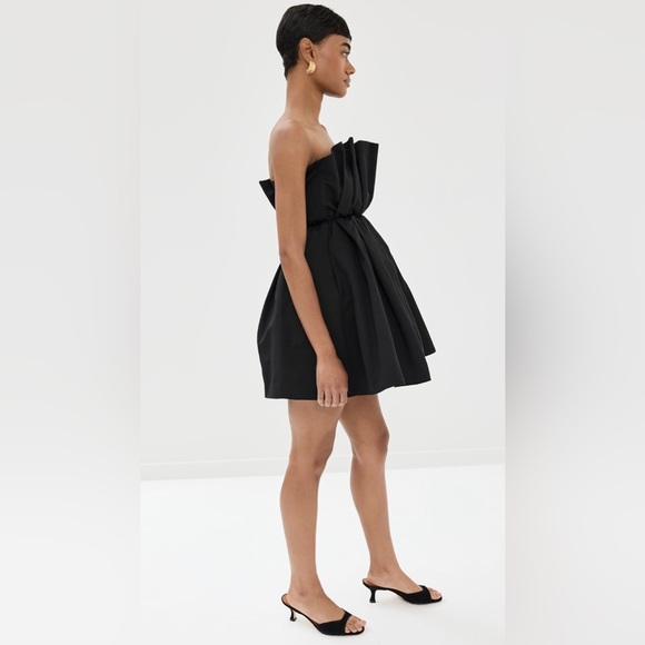STAUD Cordelia Pleated Strapless Dress Black - Picture 3 of 7